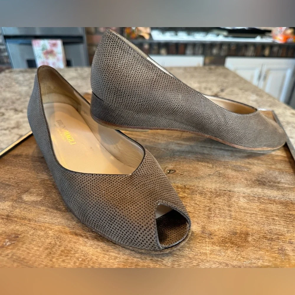 BRUNO MAGLI Parma Leather‎ Peep Toe Wedges